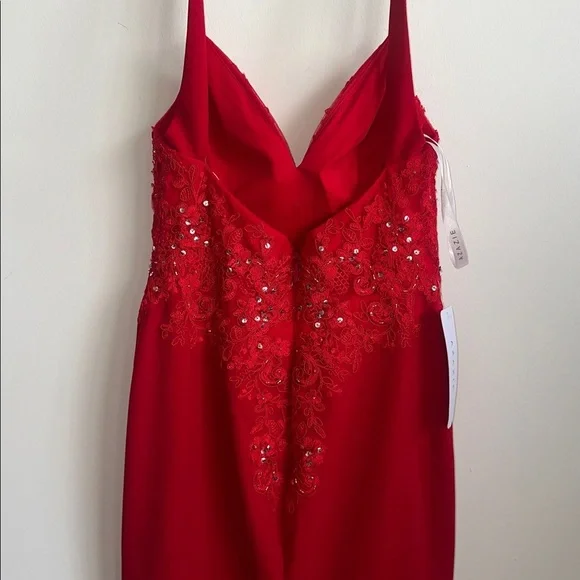 Azazie Adaly Red Dress with Sequin Details - Picture 5 of 13
